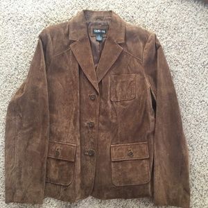 Style&CO. GENUINE LEATHER CARAMEL BLAZER From Macy’s